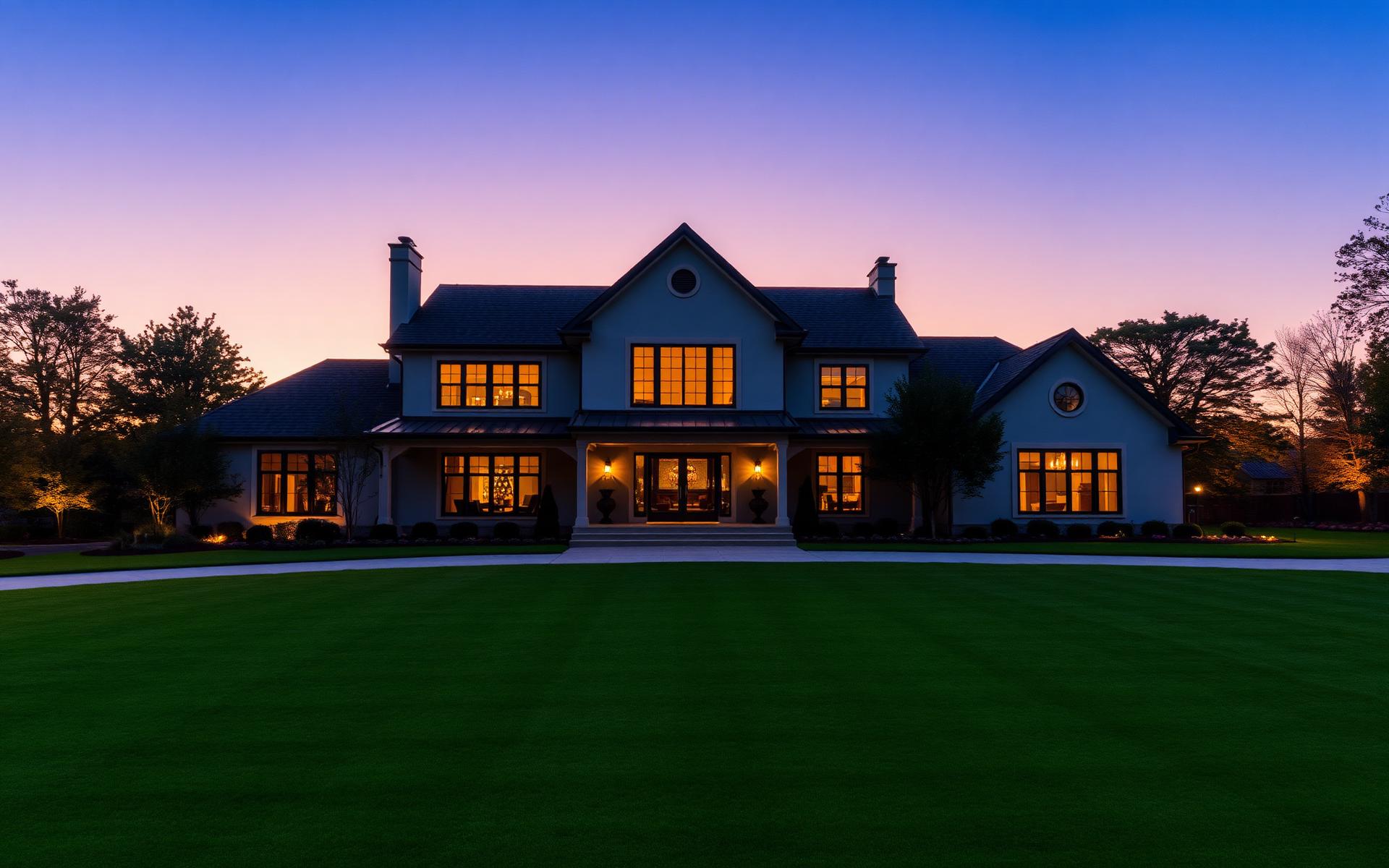 Elegant Michigan home at twilight